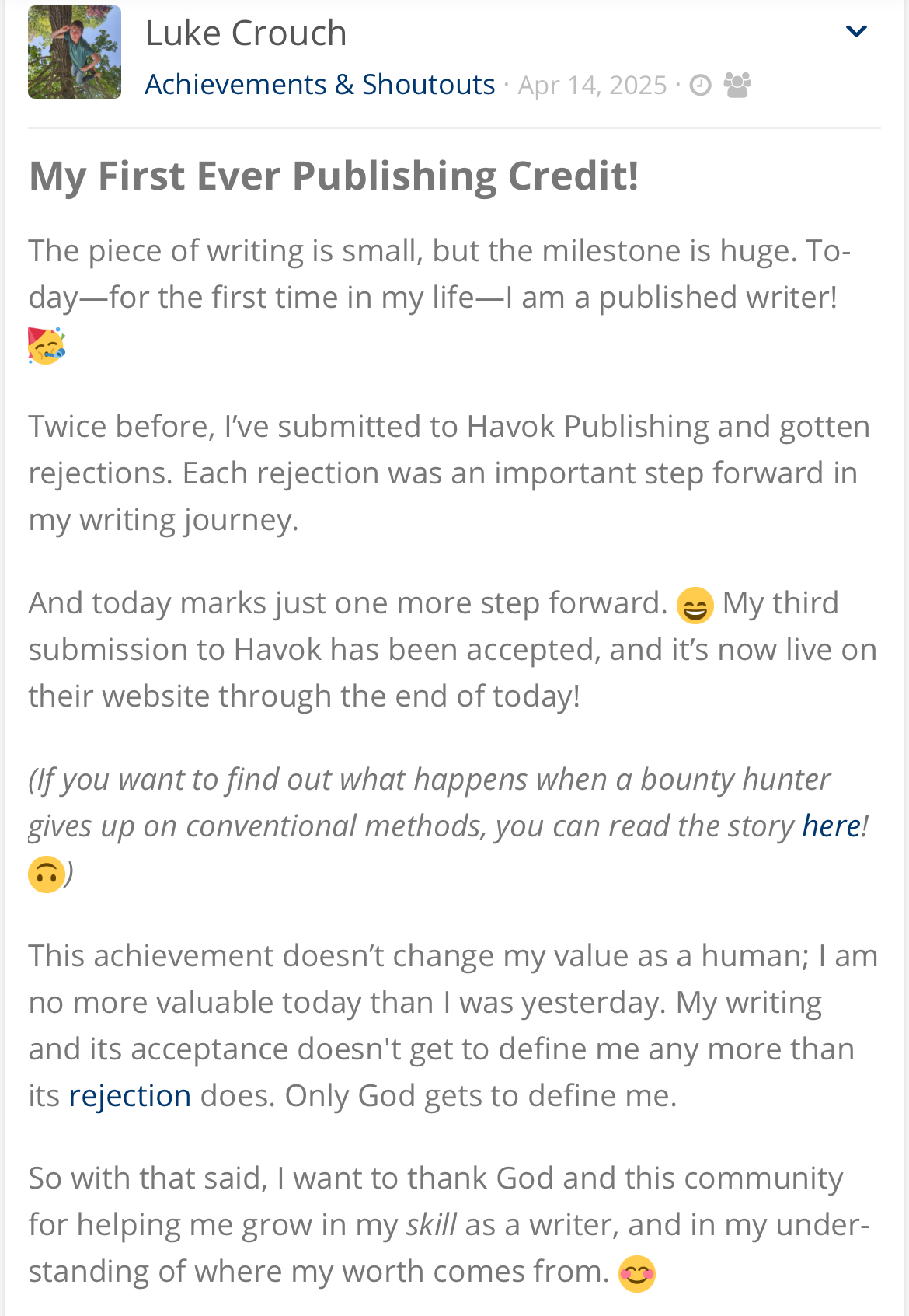 Achievements & Shoutouts - The Author Conservatory