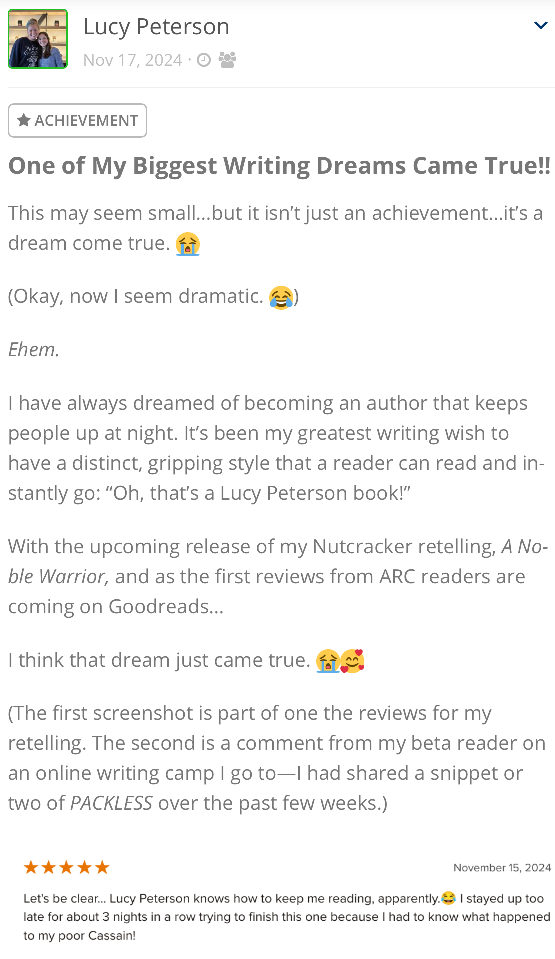 Achievements & Shoutouts - The Author Conservatory
